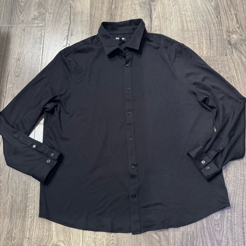 Express Black and Navy Patterned Casual Shirts long sleeve button down size XXL - Picture 3 of 9